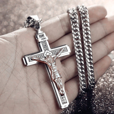 Vintage Jesus Cross Pendant Men and Women Amulet Necklace Catholic Christian Religious Prayer Jewelry Gift - Timothy's legacy