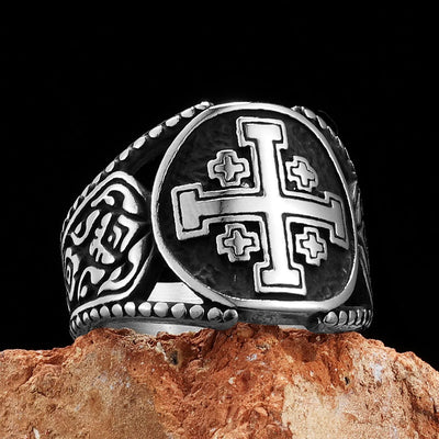 Jerusalem Crusader Cross Men Rings Stainless Steel Punk Rock Cool Stuff Fashion Accessories Jewelry For Women Gift Wholesale - Timothy's legacy