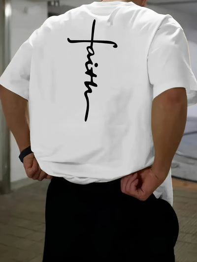 Men's summer 100 cotton fashionable casual loose sports classic cross pattern printed round neck short sleeved T-shirt top - Timothy's legacy