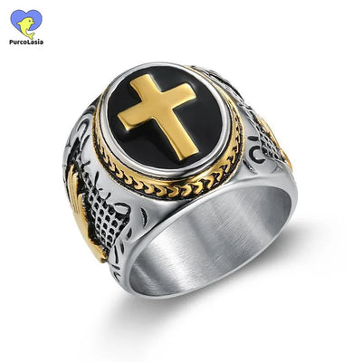 Retro No Rusted Waterproof Stainless Steel Hip Hop Jesus Hand Cross Ring for Men Punk Rings Jewelry - Timothy's legacy