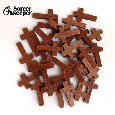 50PCS Brown Wooden Crosses Carved Jesus Crucifix Cross Charm Charm Pendant Statue Sculpture Jewelry Findings for Necklace Making - Timothy's legacy