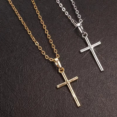 Fashion Christian Jesus Cross Necklaces Silver Color Long Chain Simple Pendants For Women Men Jewelry Gifts Dropshipping - Timothy's legacy