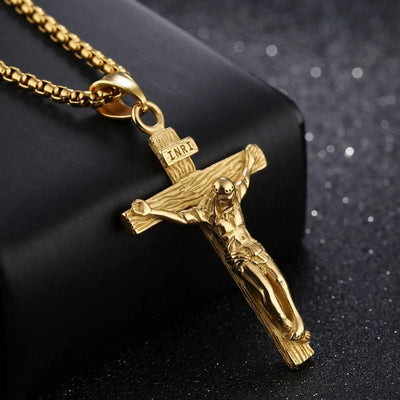 Style Stainless steel Fashion Design Men Double Layer Choker Metal Clavicle Chain Korean Style Jewelry Jesus Cross Necklace - Timothy's legacy