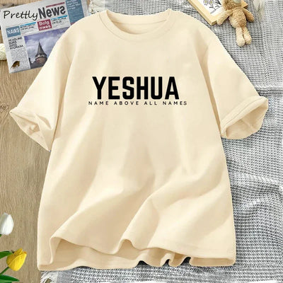 Vintage Yeshua Christian T-Shirt Women Faith Tshirt Jesus Cotton Short Sleeve Letter Print T Shirt Unisex Streetwear God Tops - Timothy's legacy
