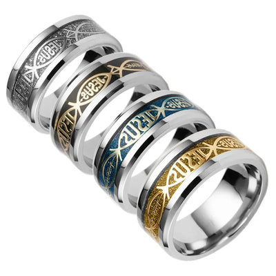 Jesus Letter 316 L Stainless Steel Ring For Religious Christian Men Women Gift Jewelry Serenity Male Bible Cross - Timothy's legacy