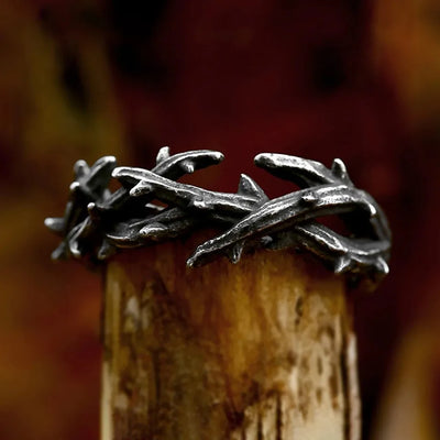 Vintage Black Jesus Crown Thorns Rings For Man Women 316L Stainless Steel Olive Branch Ring Fashion Couple Jewelry Dropshipping - Timothy's legacy