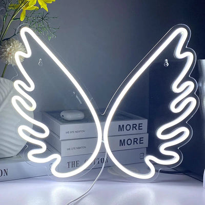 Ineonlife Fairy Wings Neon Lights Angel Wing Wedding USB Powered Acrylic Led Wall Decor Girl Children to the Room With Sign Gift - Timothy's legacy