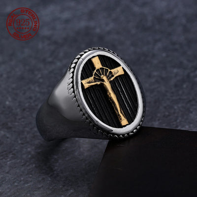 New S925 Sterling Silver Cross Ring for Men and Women Punk Motorcycle Simplicity Vintage Jewelry Exquisite Gift Factory Price - Timothy's legacy