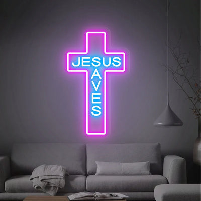 Cross Jesue Neon Sign Custom Birthday Gifts Bedroom Shop Bar Gaming Room Wall Art Hanging for Wedding Sign Game Room Decor - Timothy's legacy