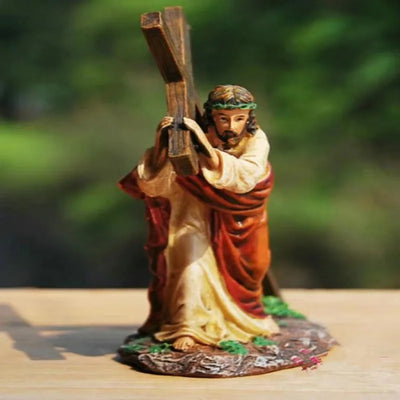 1Pc Crucifix Statue Jesus Cross Resin Statue Christ Figure Catholic Religious Accessories Decor - Timothy's legacy