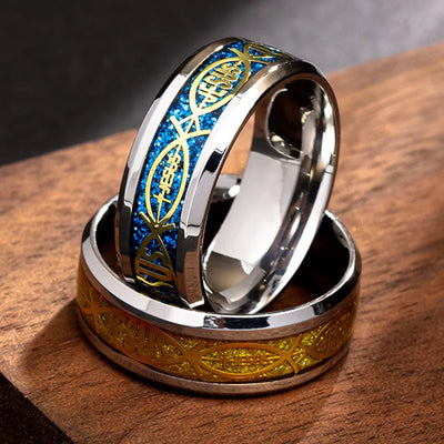 Jesus Letter 316L Stainless Steel Ring For Religious Christian Men Women Gift Jewelry Serenity Male Bible Cross Ring - Timothy's legacy