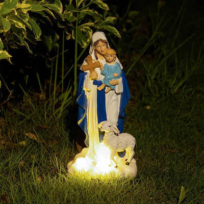 Christian Blessed Virgin Mary Statue with Light Outdoor Garden Decoration Home Yard Mom Gifts Jesus Figure Decoration - Timothy's legacy