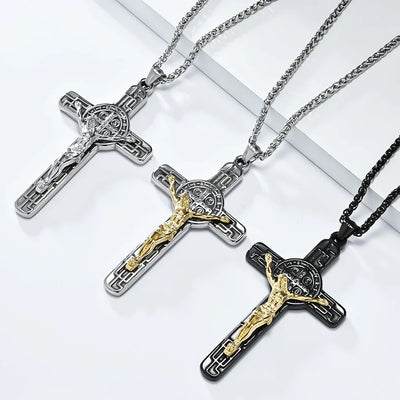 Stainless Steel Christian Jesus Cross Necklace for Men Religion Cross Pendants Jewelry Prayer Baptism Gifts Jewelry - Timothy's legacy